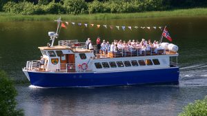 Boad MS Eikern on a trip with passengers onboard